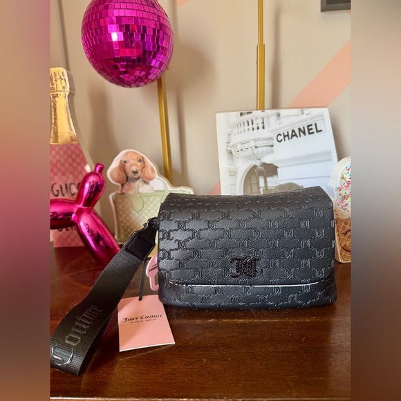 Juicy Couture Handbags - Juicy Couture Black Logo-Embossed Large Wristlet or Mini Bag
